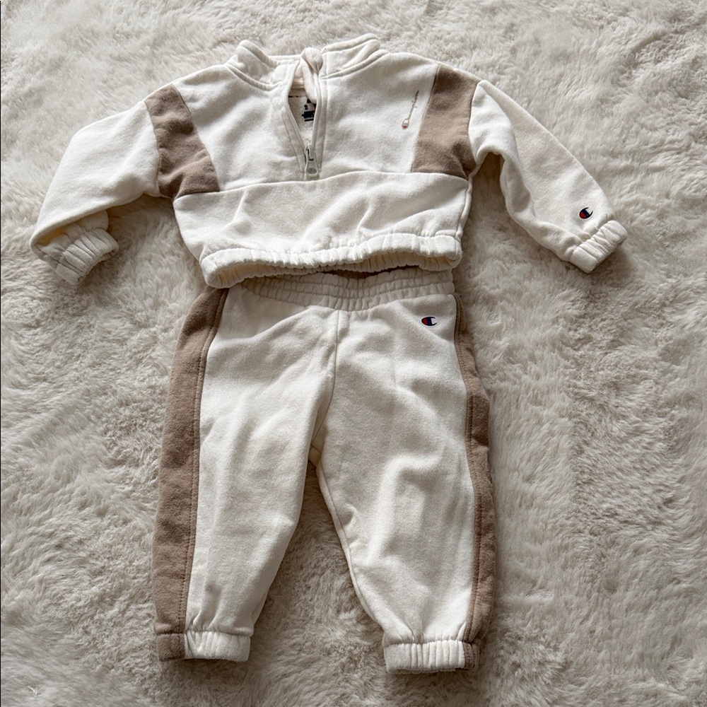 Champion Kids Cream & Tan Fleece Joggers Set